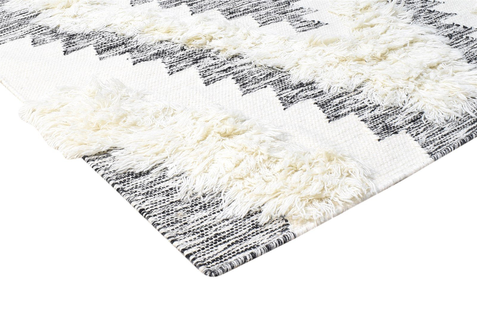 Wool Cream Rug 4' X 5' Modern Hand Woven Scandinavian Diamond Room Size Carpet 