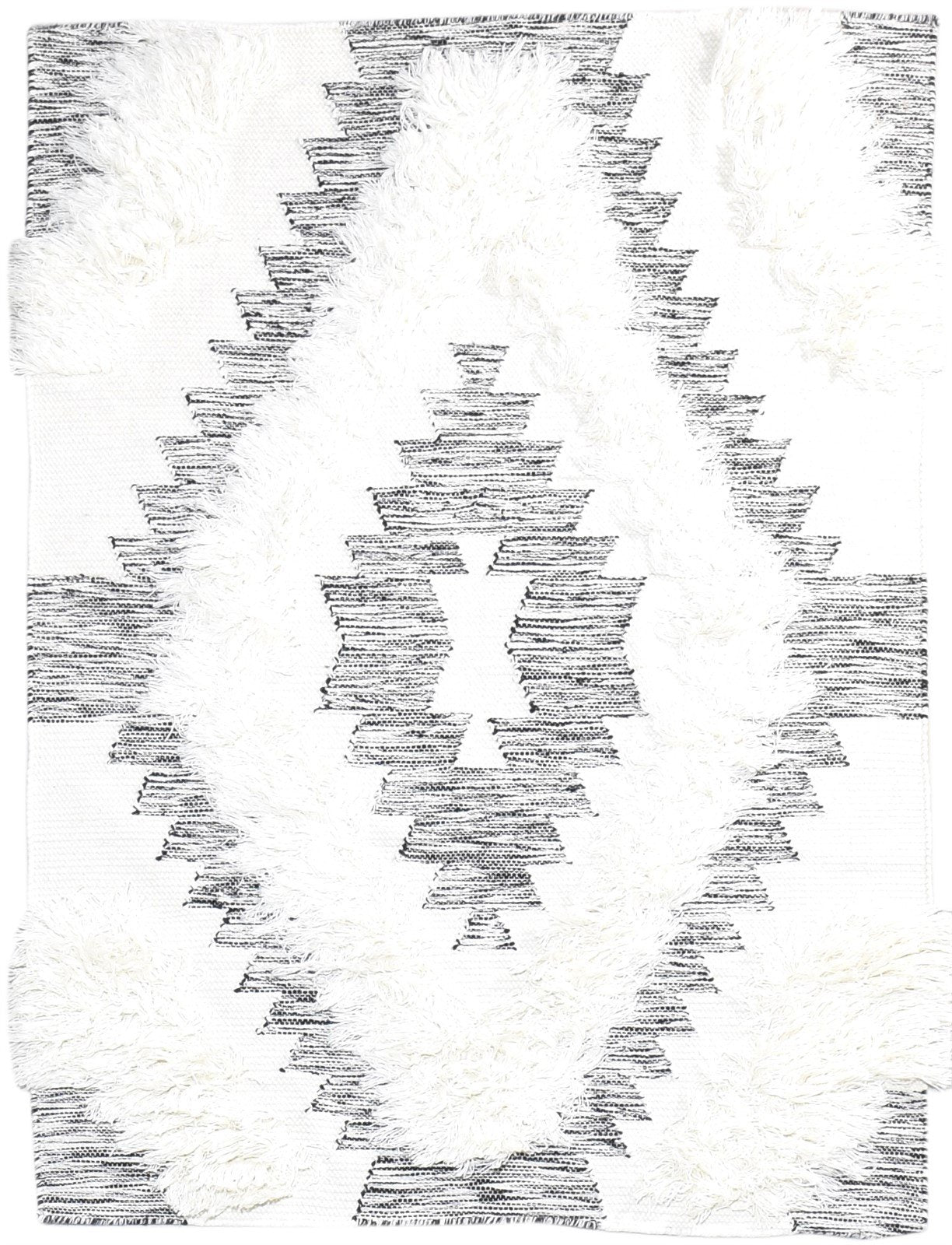 Wool Cream Rug 4' X 5' Modern Hand Woven Scandinavian Diamond Room Size Carpet 