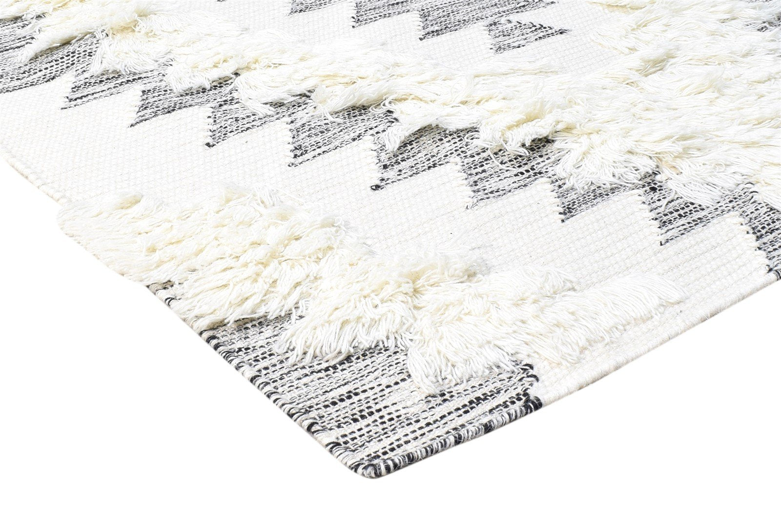 Wool Cream Rug 4' X 6' Modern Hand Woven Scandinavian Diamond Room Size Carpet 