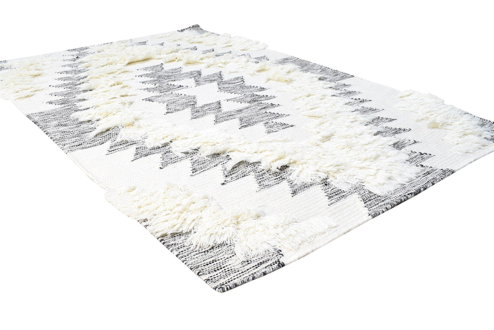 Wool Cream Rug 4' X 6' Modern Hand Woven Scandinavian Diamond Room Size Carpet 