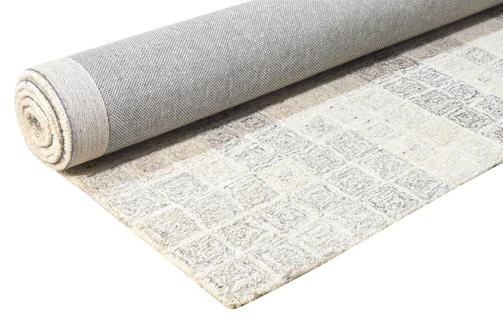 4' X 6' Rug Wool Cream Modern Hand Tufted Scandinavian Abstract Room Size Carpet 