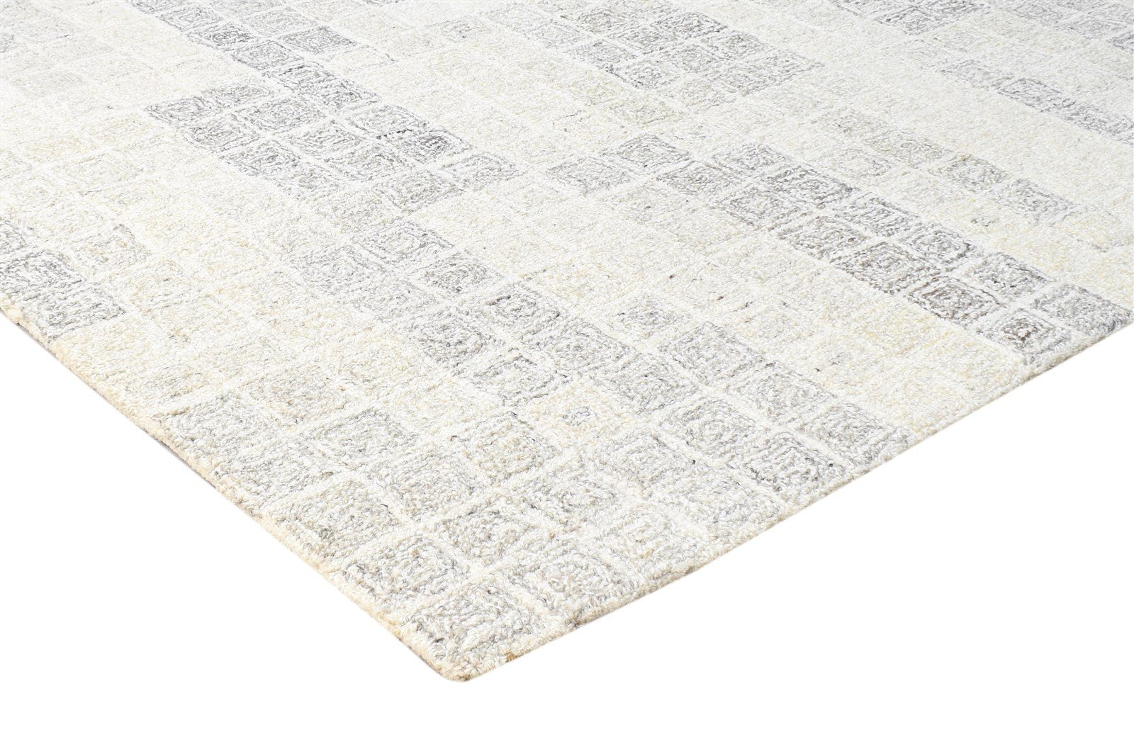 4' X 6' Rug Wool Cream Modern Hand Tufted Scandinavian Abstract Room Size Carpet 