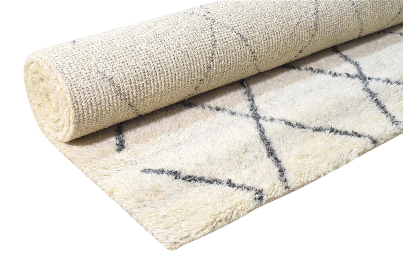 Cream Wool Rug 5' X 7' Modern Hand Knotted Moroccan Modern Room Size Carpet 