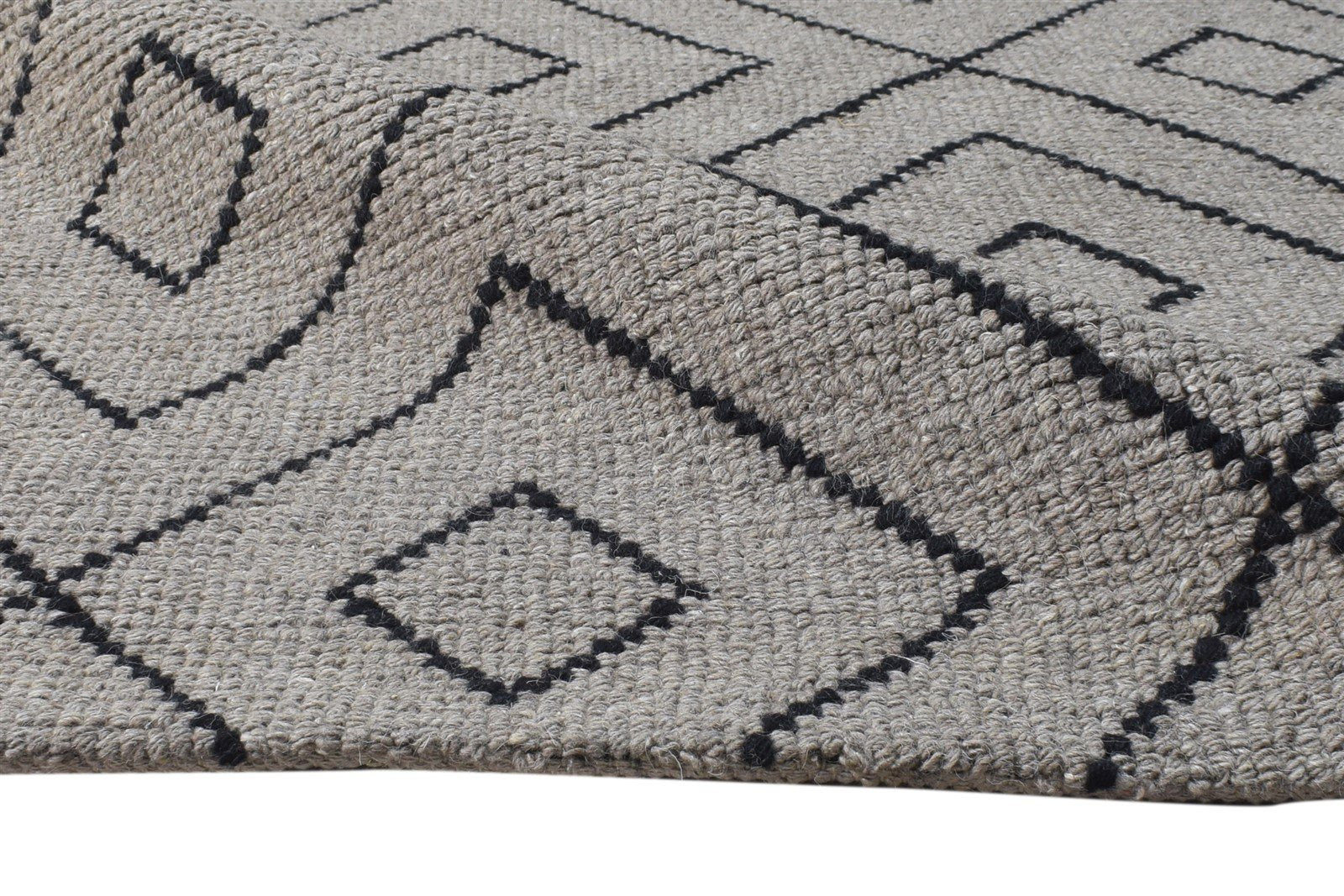 7' X 10' Rug Wool Grey Modern Hand-Hooked Moroccan Modern Large Carpet 