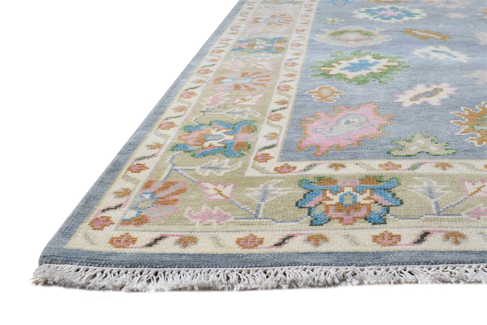 8' X 7' Rug Wool Grey Persian Hand Knotted Oushak Oriental Large Carpet 