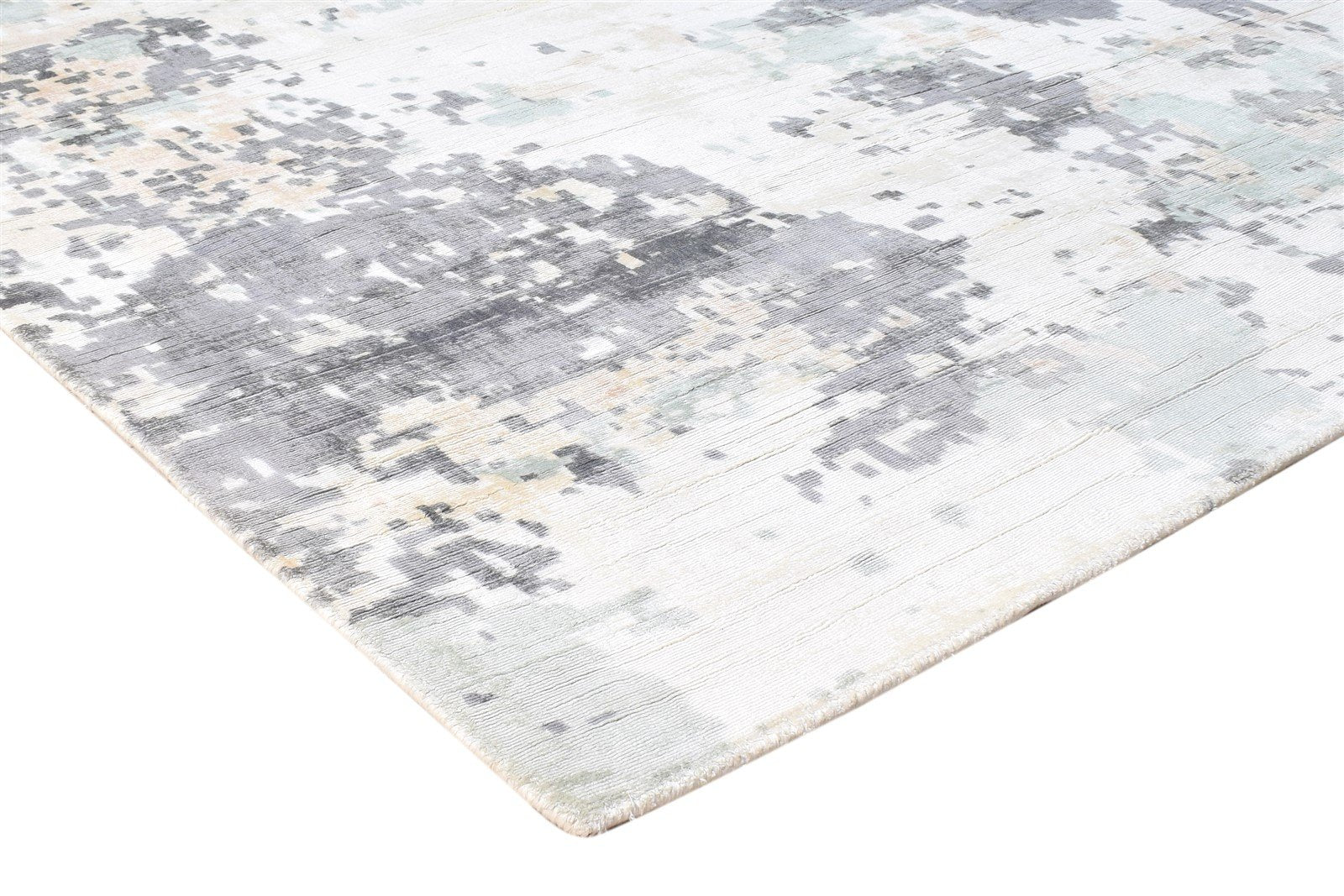 Grey Silk Rug 5' X 8' Modern Handloom Scandinavian Abstract Room Size Carpet 