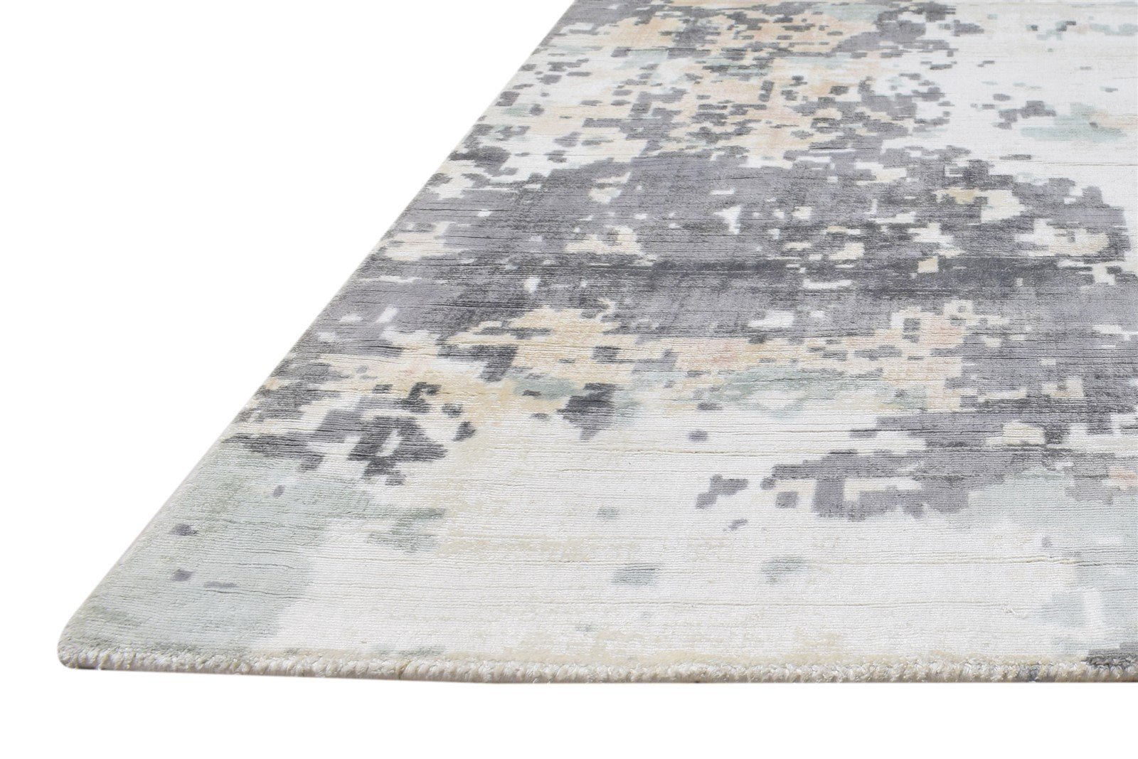 Grey Silk Rug 5' X 8' Modern Handloom Scandinavian Abstract Room Size Carpet 