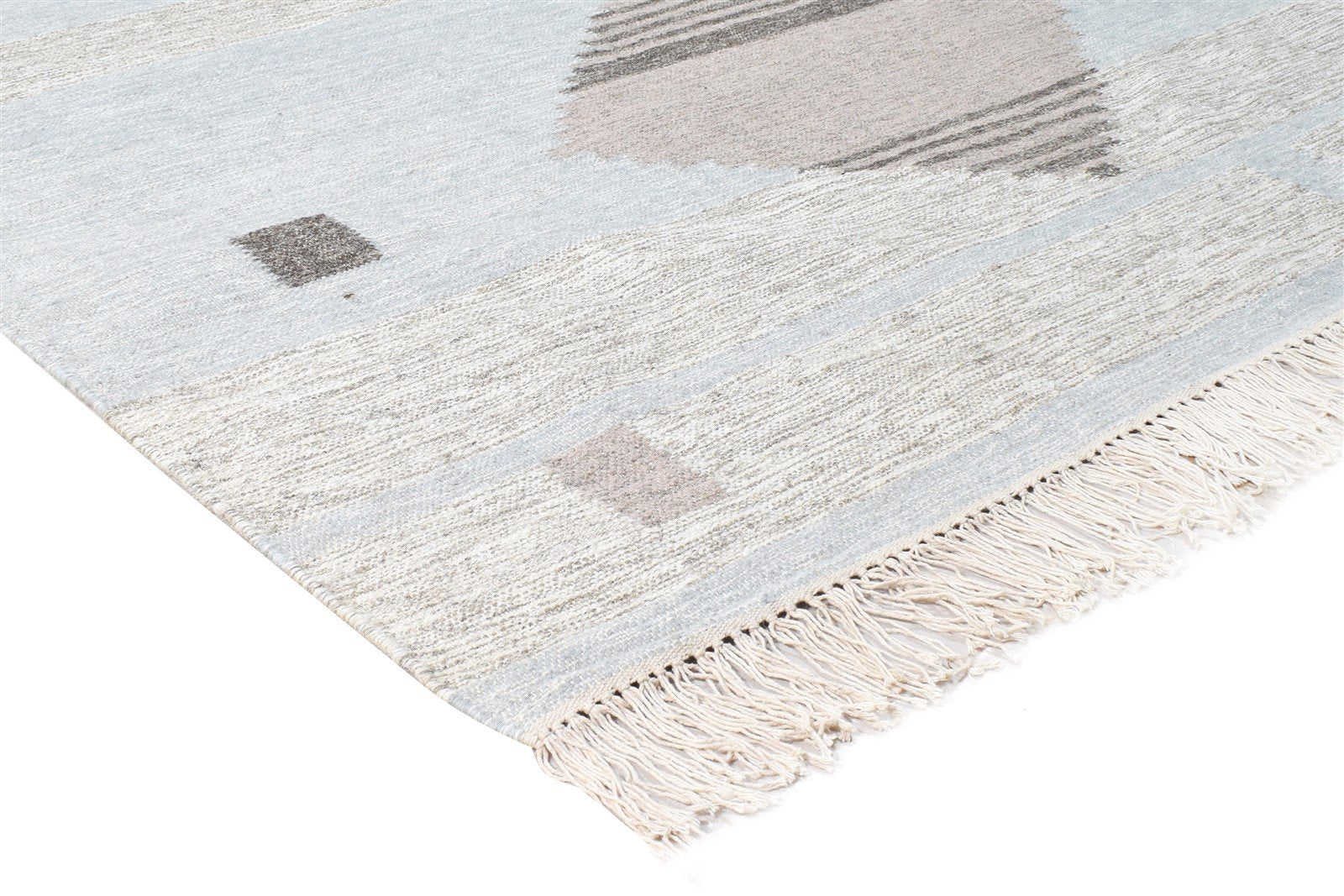 Hand Woven Blue Wool Rug 5' X 8' Modern Scandinavian Nordic Room Size Carpet 