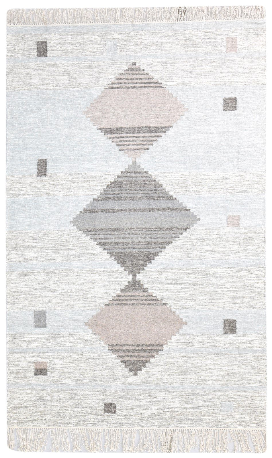 Hand Woven Blue Wool Rug 5' X 8' Modern Scandinavian Nordic Room Size Carpet 