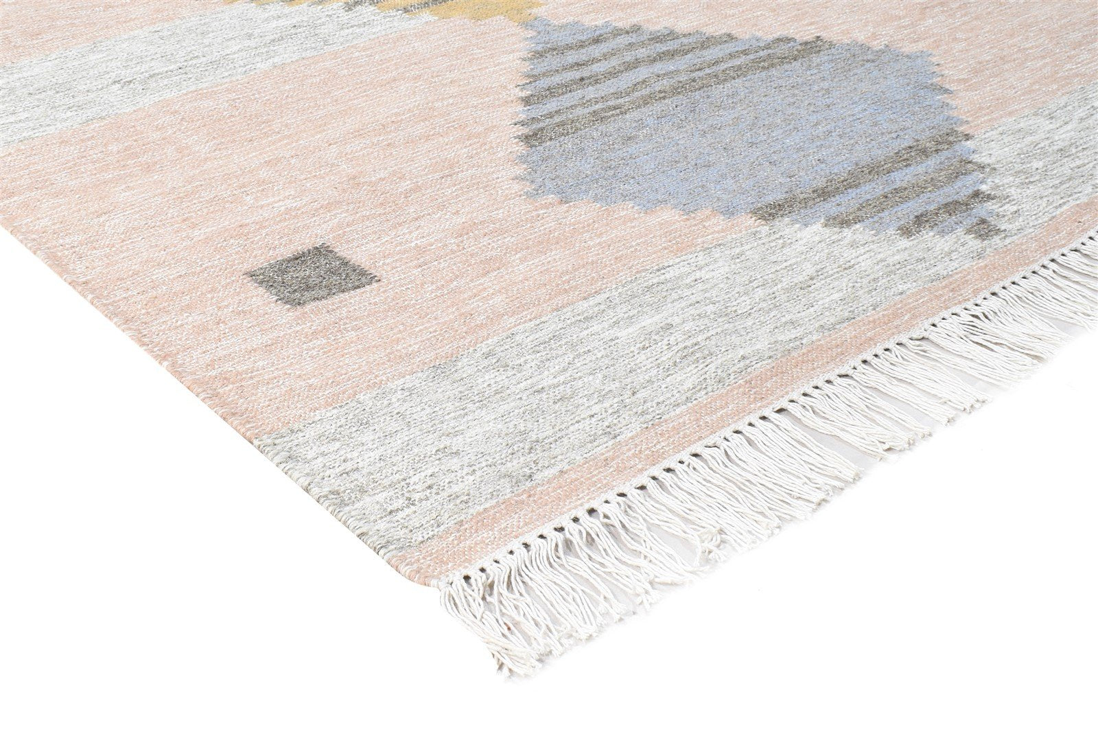 Pink Wool Rug 4' X 6' Modern Hand Woven Scandinavian Nordic Room Size Carpet 