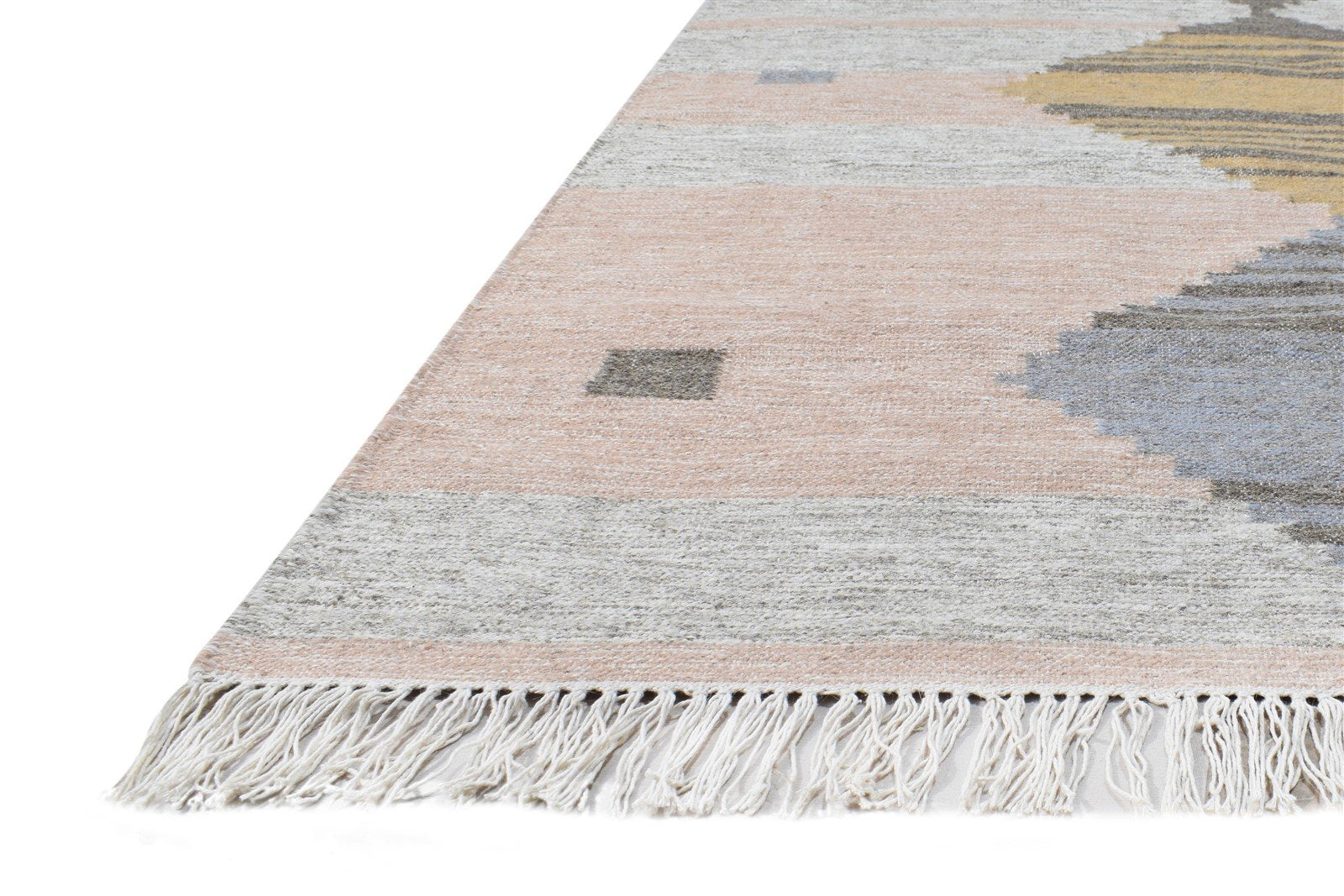 Pink Wool Rug 4' X 6' Modern Hand Woven Scandinavian Nordic Room Size Carpet 