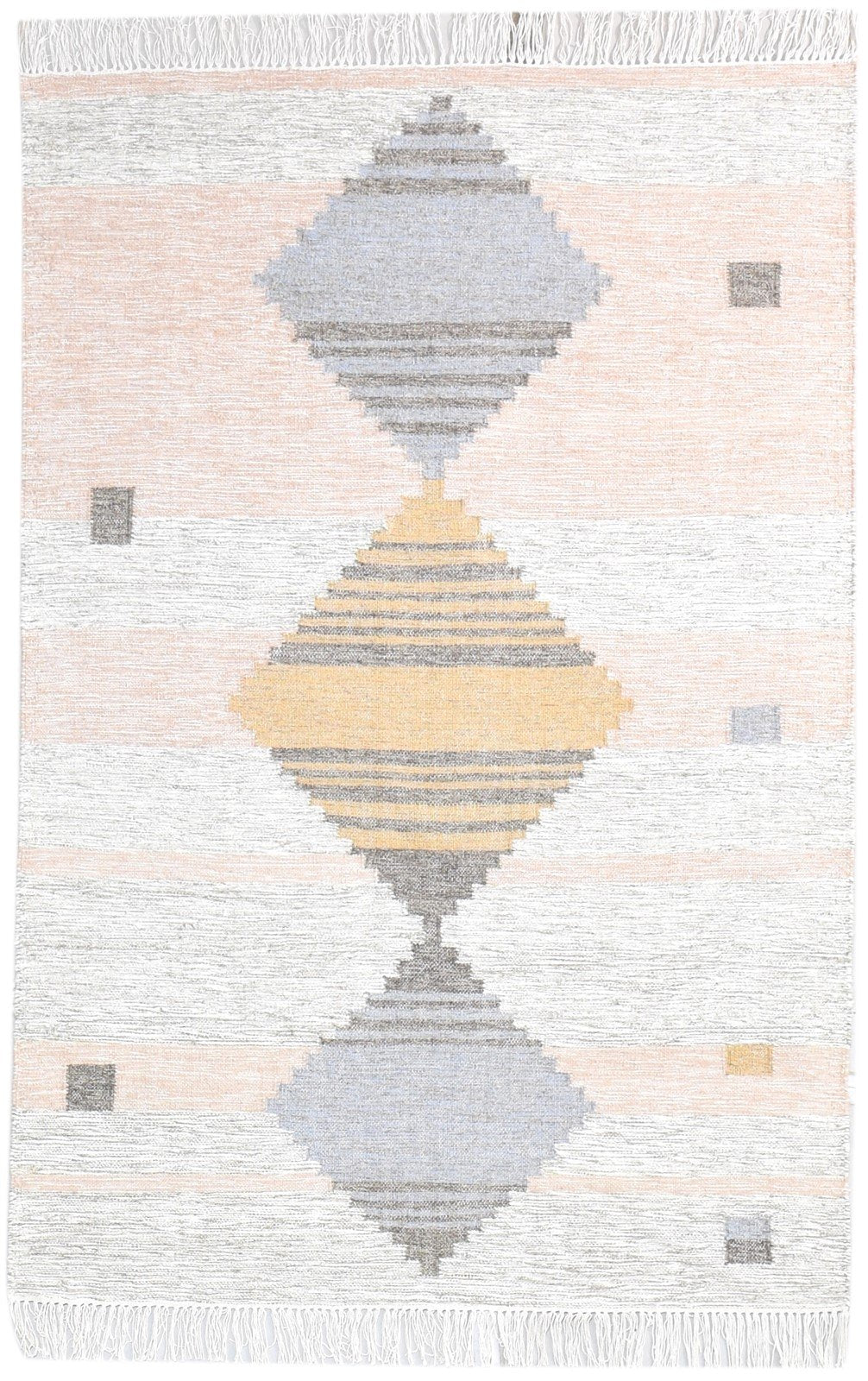 Pink Wool Rug 4' X 6' Modern Hand Woven Scandinavian Nordic Room Size Carpet 