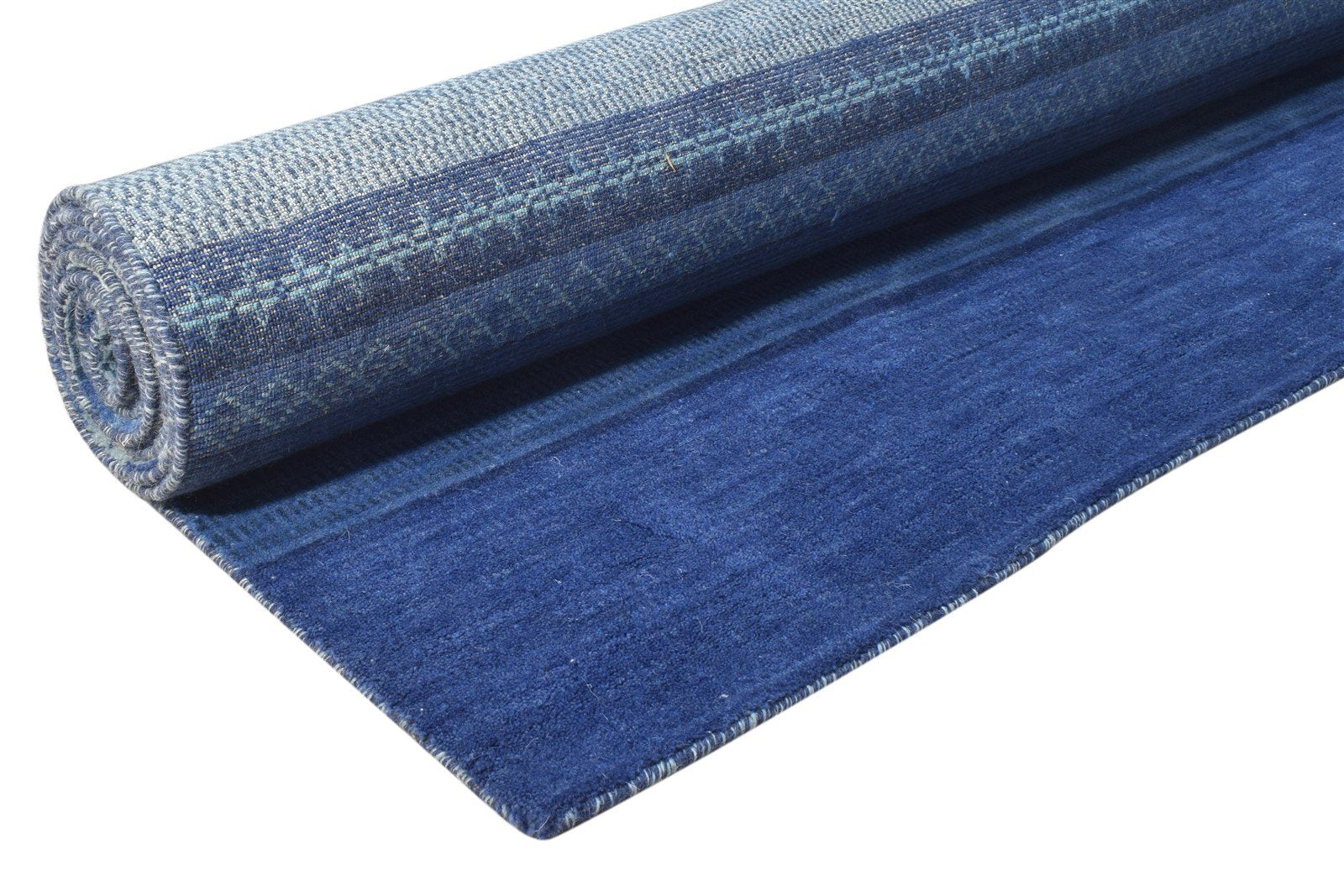 8' X 10' Rug Wool Blue Modern Handloom Bohemian Striped Large Carpet 