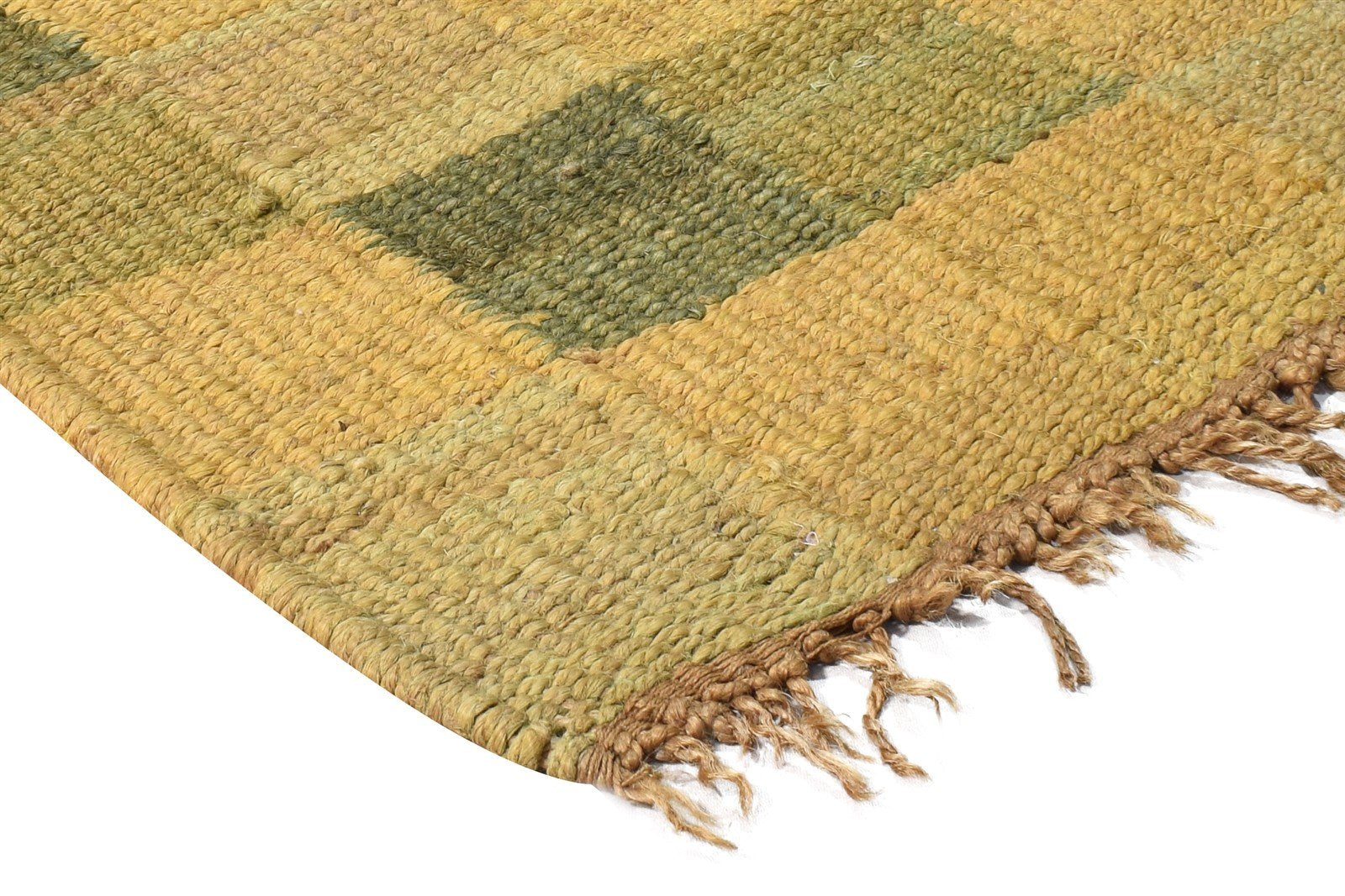 Hemp Green Rug 2' X 3' Modern Flatweave Scandinavian Geometric Small Carpet 