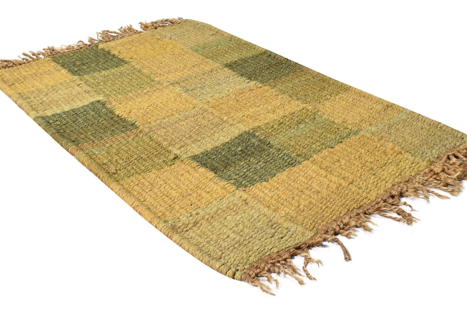 Hemp Green Rug 2' X 3' Modern Flatweave Scandinavian Geometric Small Carpet 