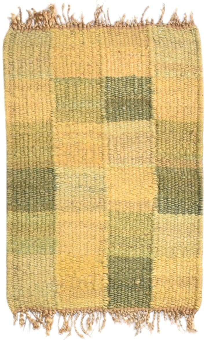 Hemp Green Rug 2' X 3' Modern Flatweave Scandinavian Geometric Small Carpet 