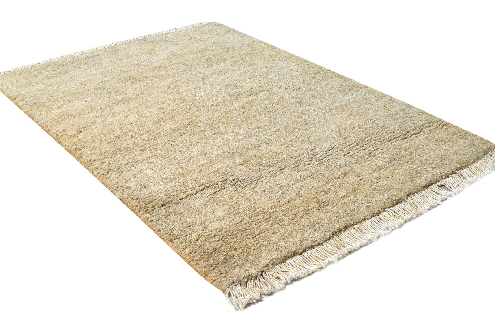 2' X 3' Rug Hemp Beige Modern Hand Knotted Scandinavian Solid Small Carpet 