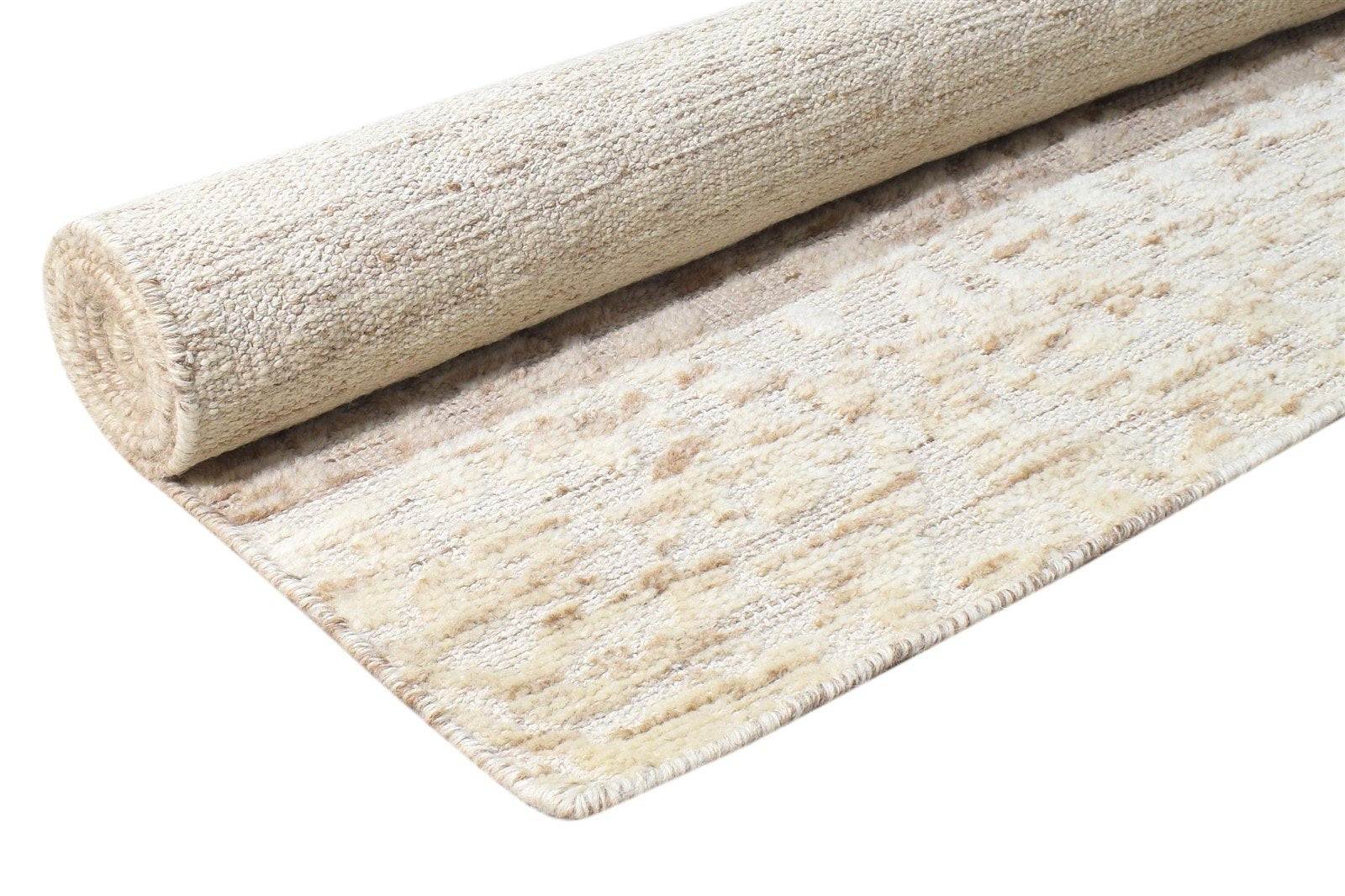 Wool Beige Rug 5' X 8' Modern Hand Knotted Scandinavian Solid Room Size Carpet 