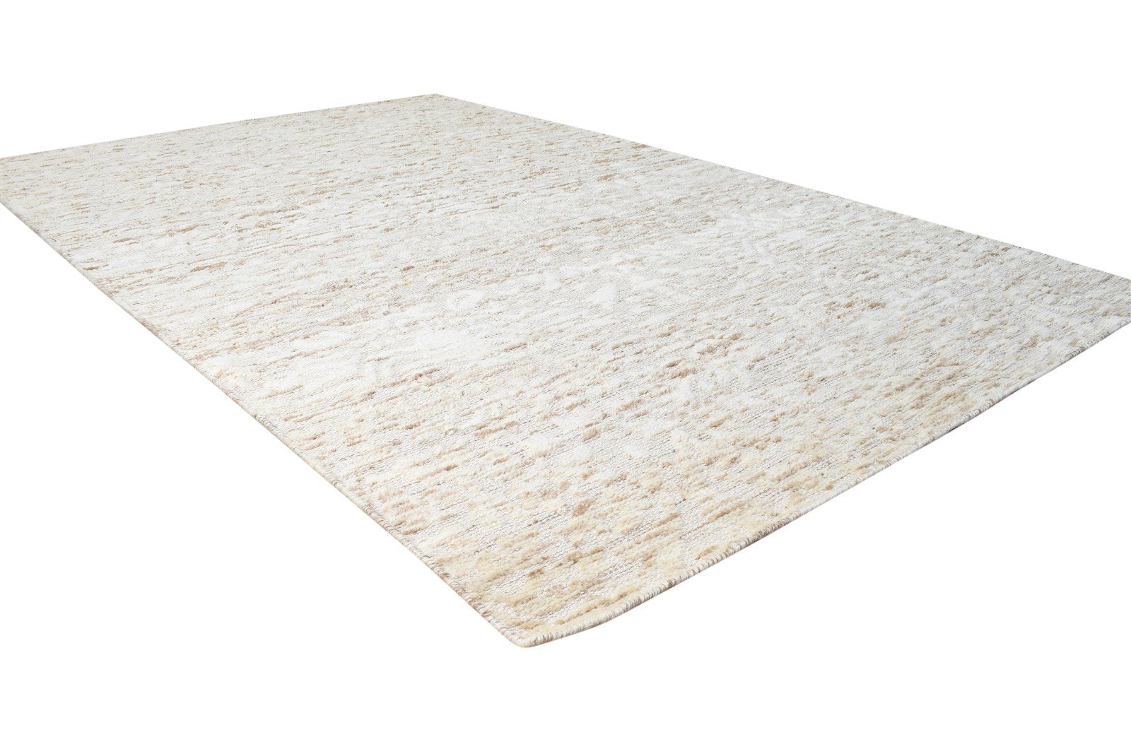 Wool Beige Rug 5' X 8' Modern Hand Knotted Scandinavian Solid Room Size Carpet 