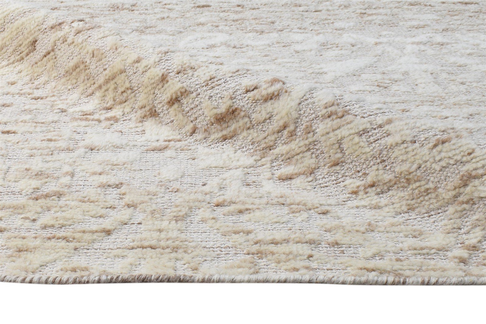 Wool Beige Rug 5' X 8' Modern Hand Knotted Scandinavian Solid Room Size Carpet 