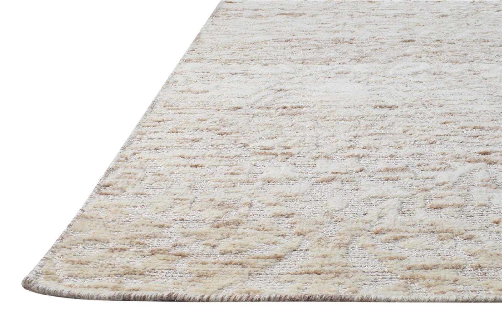 Wool Beige Rug 5' X 8' Modern Hand Knotted Scandinavian Solid Room Size Carpet 