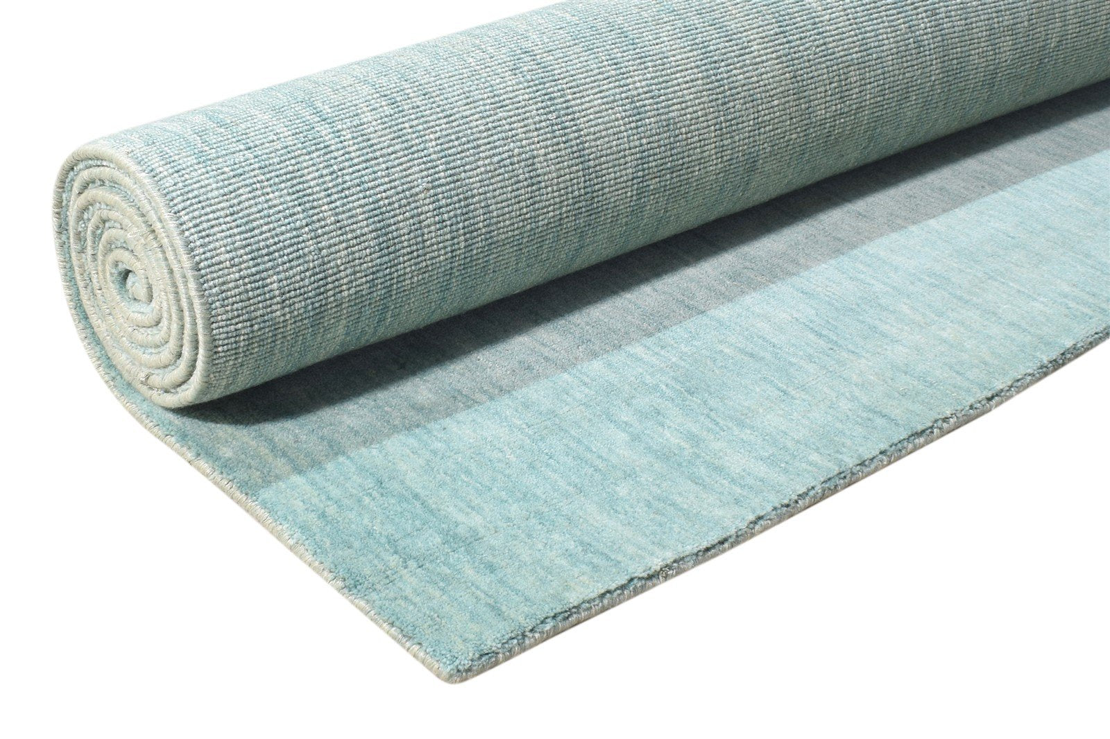 Blue Wool Rug 5' X 8' Modern Hand Woven Scandinavian Solid Room Size Carpet 