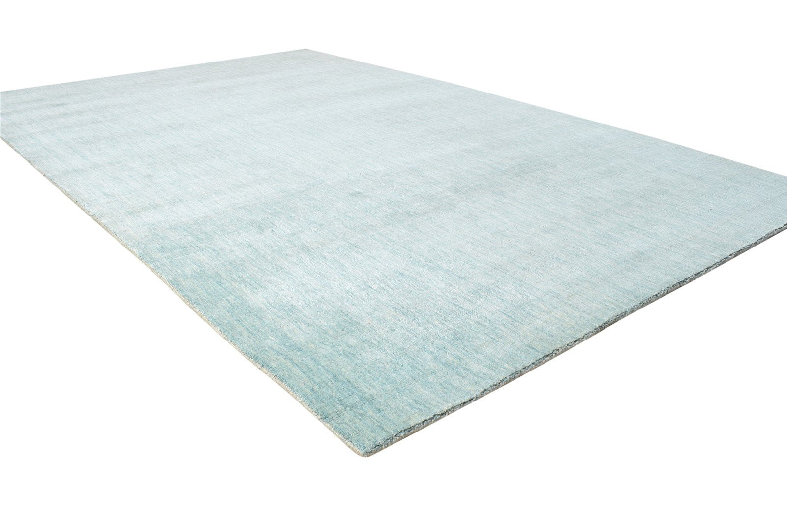 Blue Wool Rug 5' X 8' Modern Hand Woven Scandinavian Solid Room Size Carpet 