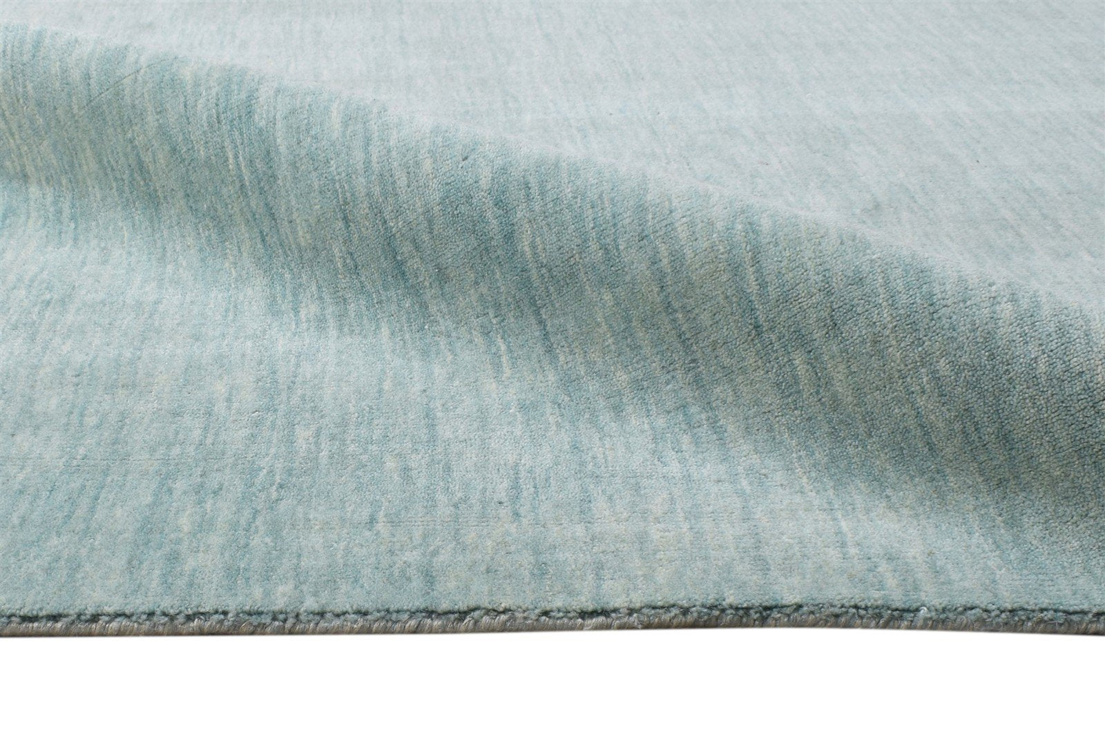 Blue Wool Rug 5' X 8' Modern Hand Woven Scandinavian Solid Room Size Carpet 