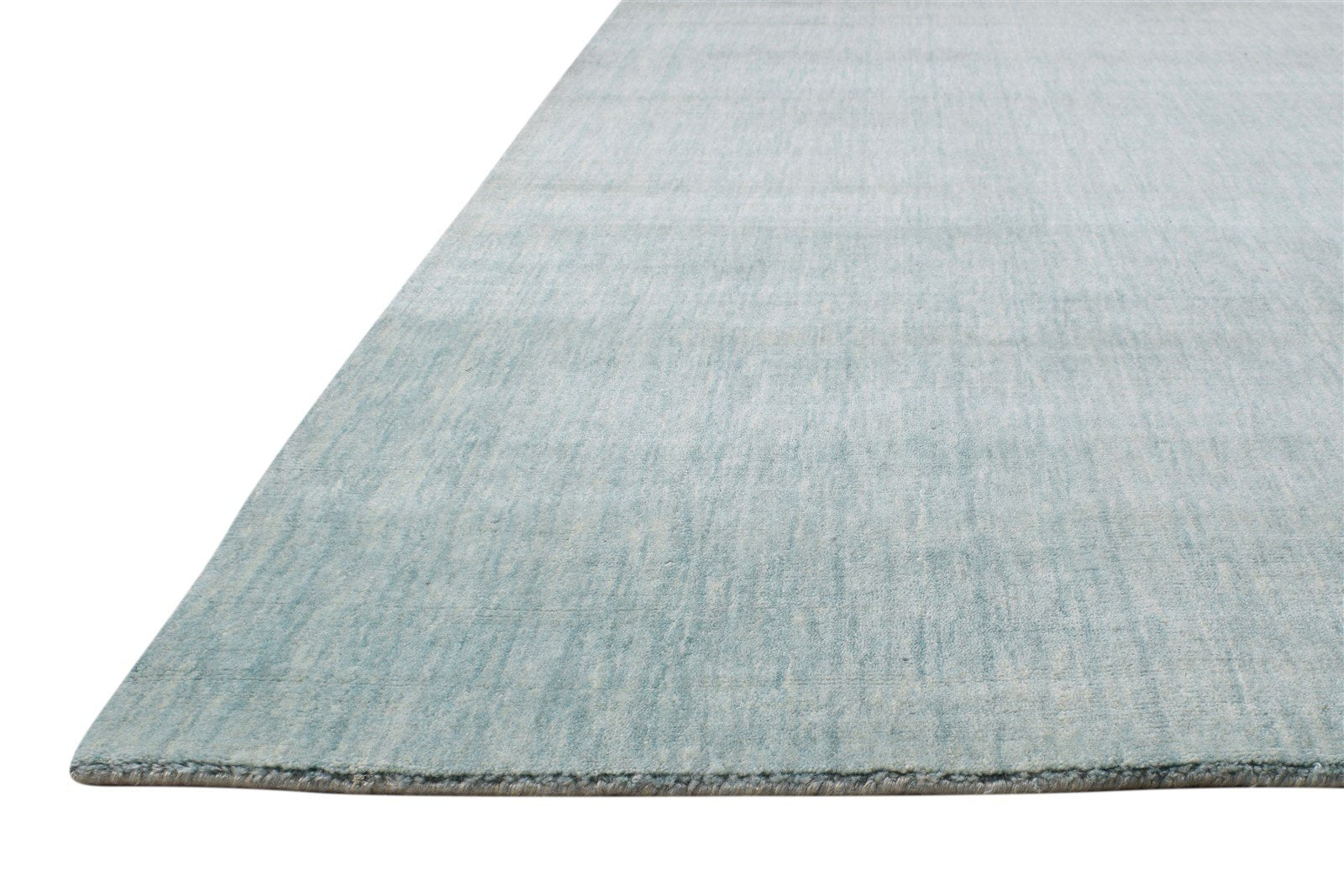 Blue Wool Rug 5' X 8' Modern Hand Woven Scandinavian Solid Room Size Carpet 