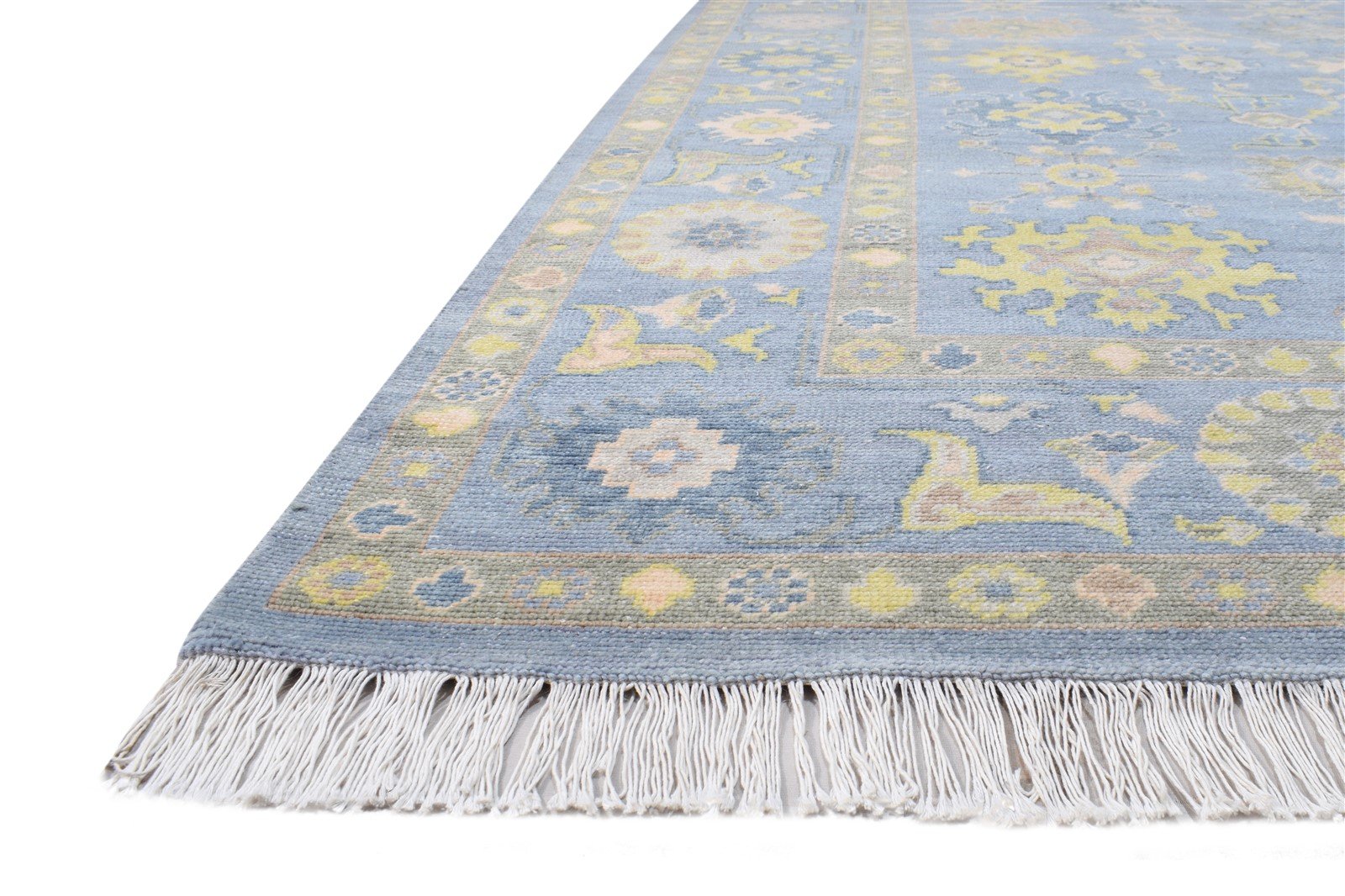 Blue Wool Rug 8' X 10' Persian Hand Knotted Oushak Oriental Large Carpet 