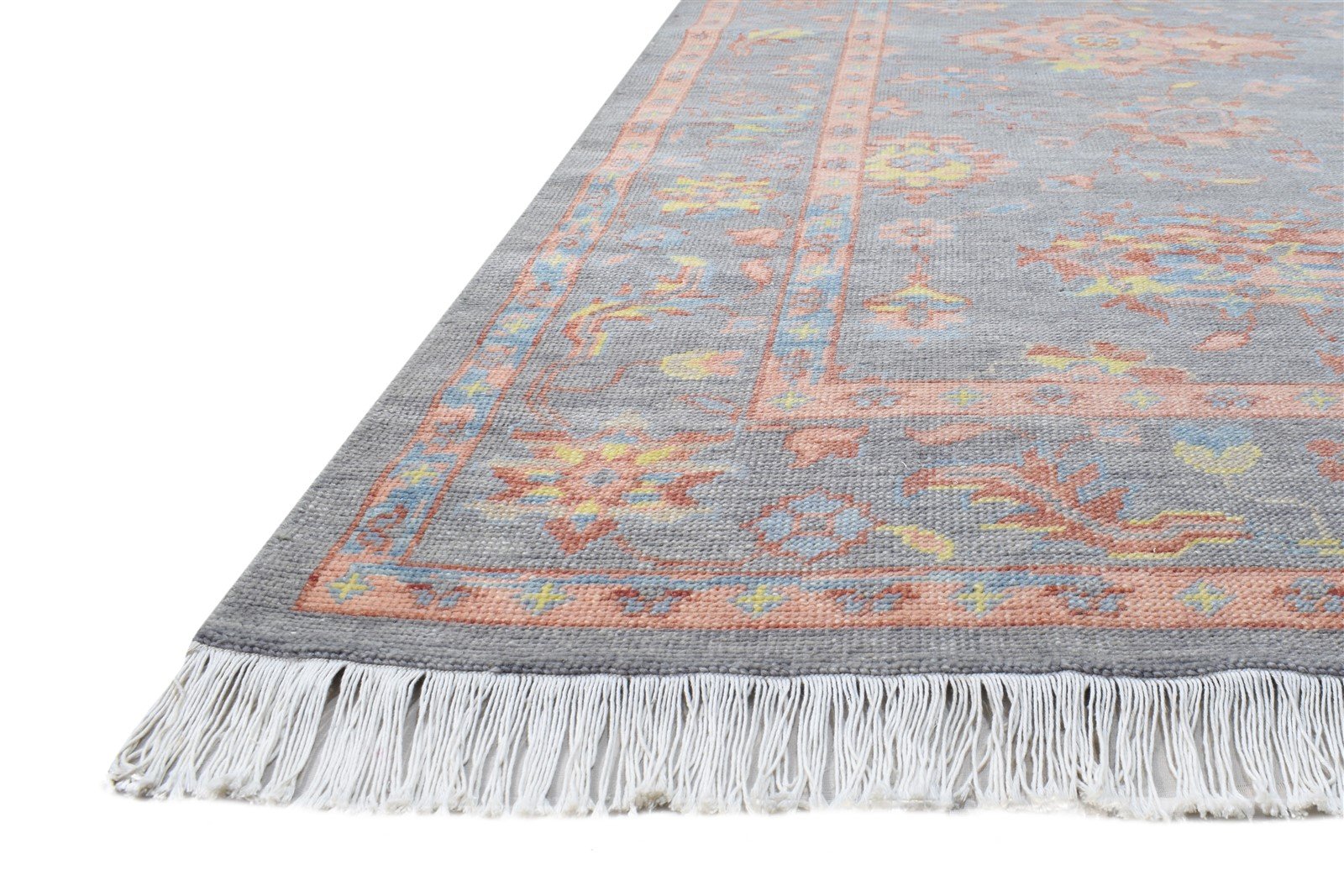 8' X 9' Rug Wool Grey Persian Hand Knotted Oushak Oriental Large Carpet 