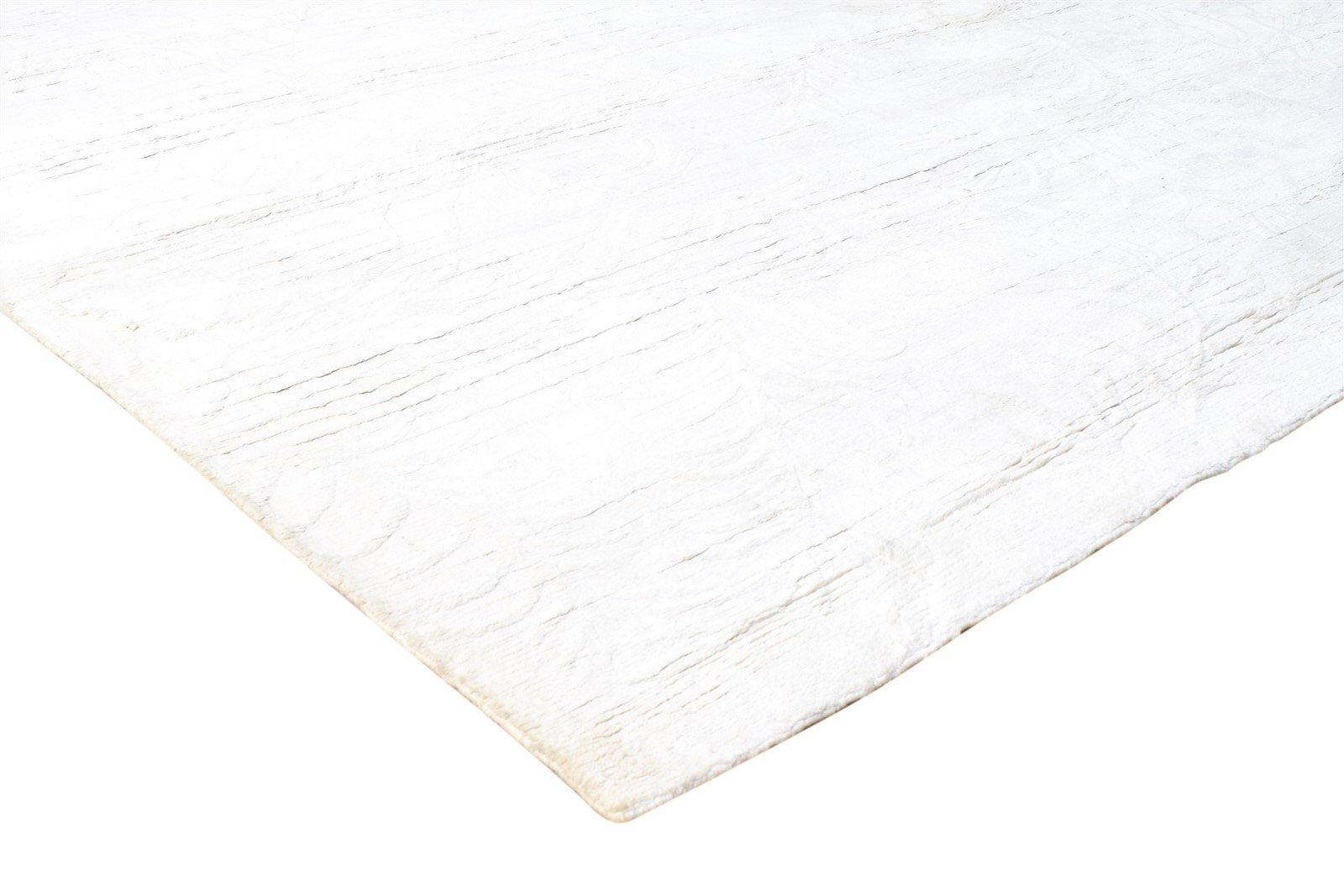 Hand Woven Off-White Silk Rug 8' X 10' Modern Scandinavian Solid Large Carpet 