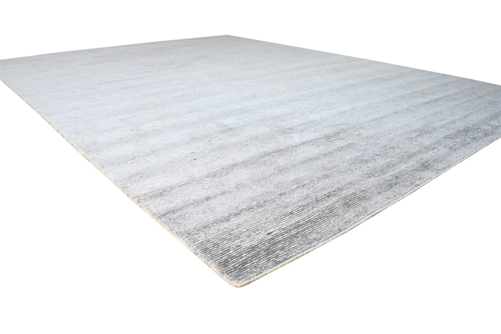 Wool / Silk Grey Rug 9X12 Modern Hand Knotted Scandinavian Solid Large Carpet  Area Rug 