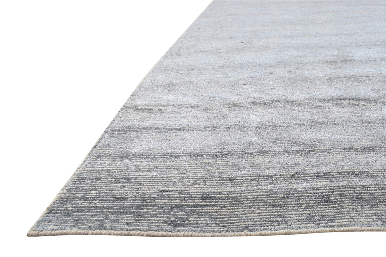 Wool / Silk Grey Rug 9X12 Modern Hand Knotted Scandinavian Solid Large Carpet 