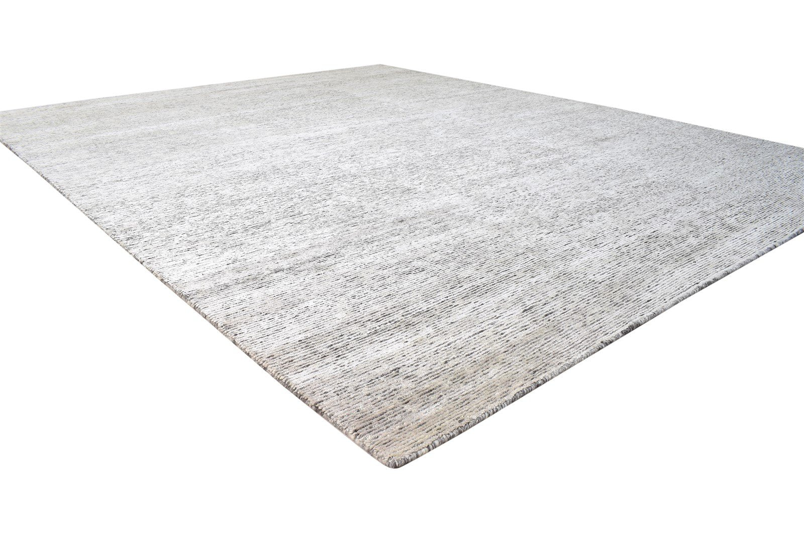 8X10 Rug Wool / Silk Beige Modern Hand Knotted Scandinavian Solid Large Carpet 