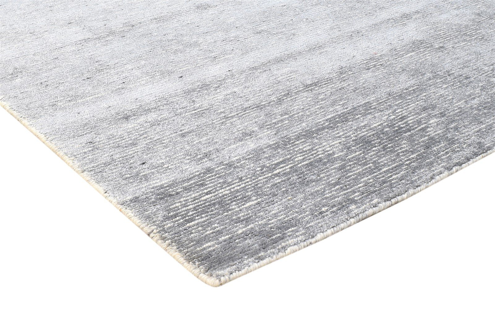 Grey Wool / Silk Rug 8X10 Modern Hand Knotted Scandinavian Solid Large Carpet 