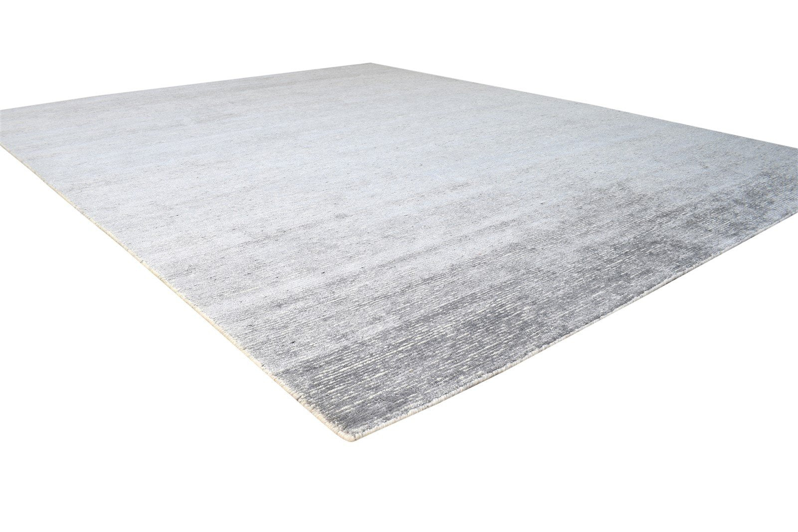 Grey Wool / Silk Rug 8X10 Modern Hand Knotted Scandinavian Solid Large Carpet 