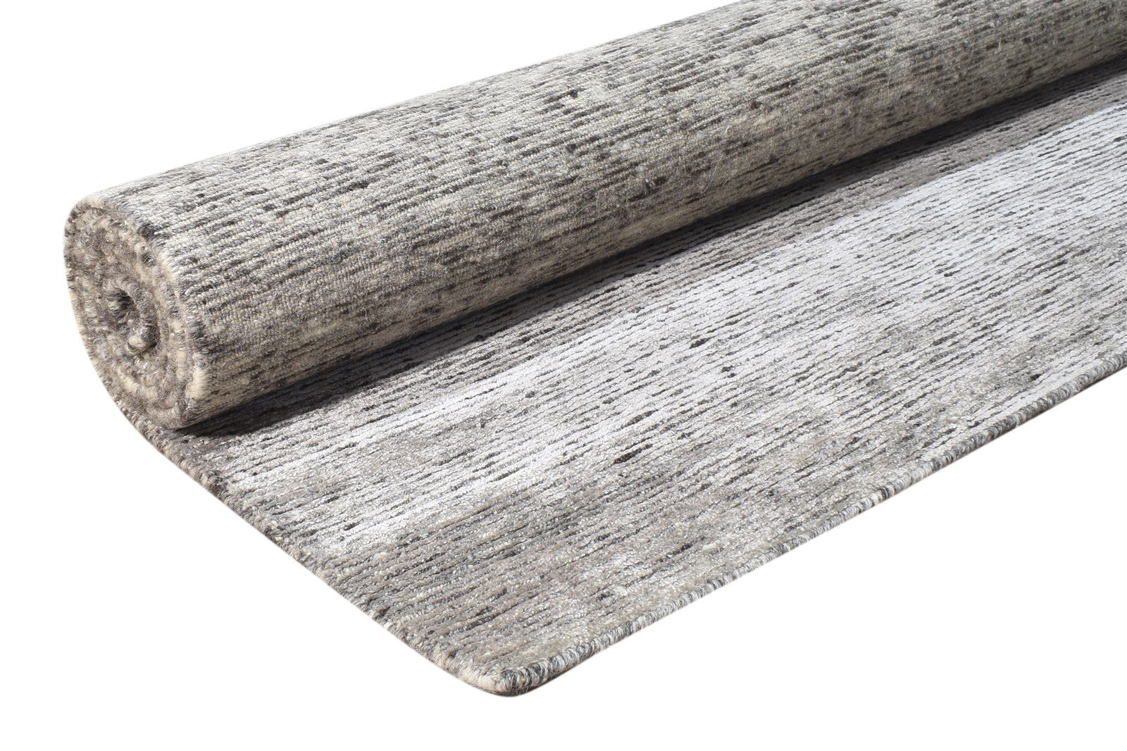 Wool / Silk Grey Rug 8X10 Modern Hand Knotted Scandinavian Solid Large Carpet  Area Rug 