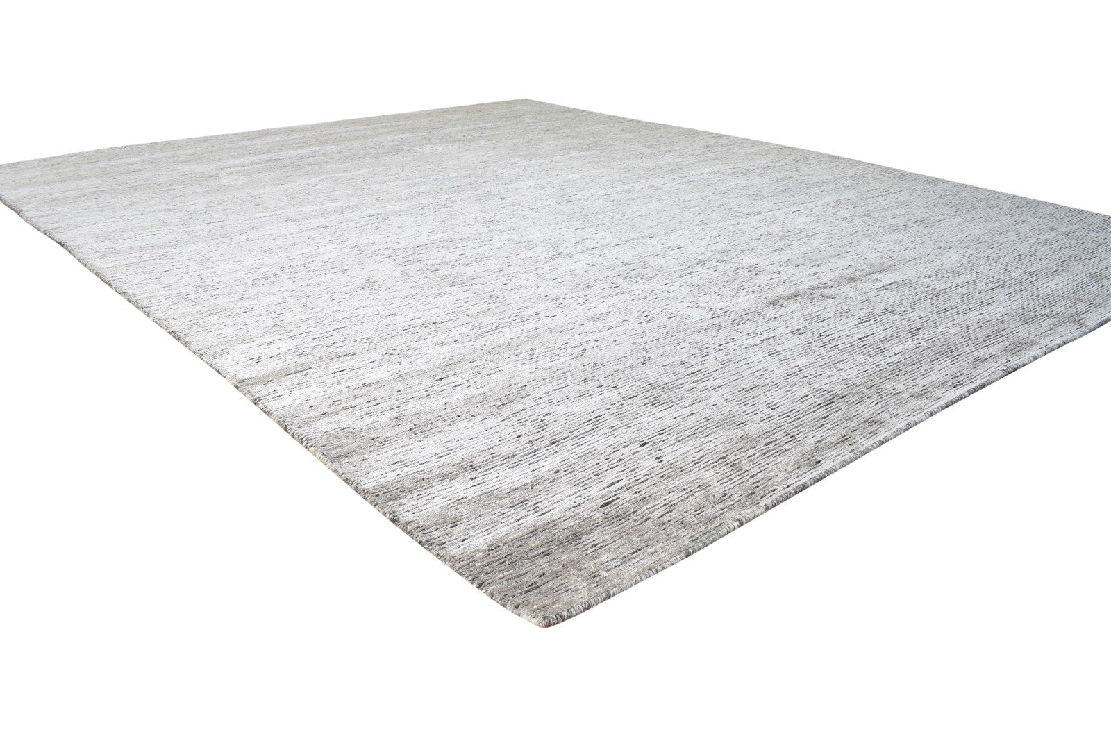 Wool / Silk Grey Rug 8X10 Modern Hand Knotted Scandinavian Solid Large Carpet 