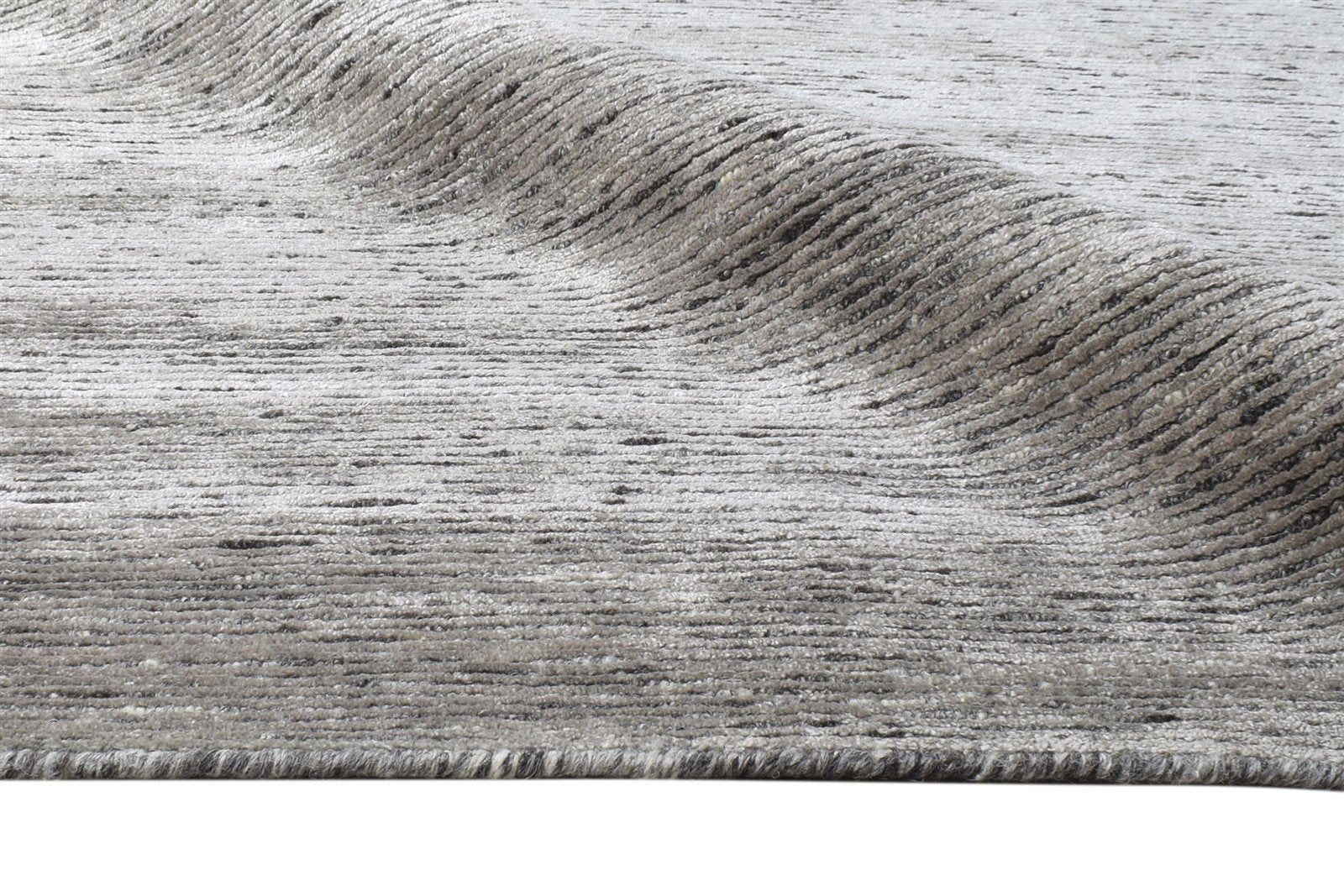 Wool / Silk Grey Rug 8X10 Modern Hand Knotted Scandinavian Solid Large Carpet  Area Rug 