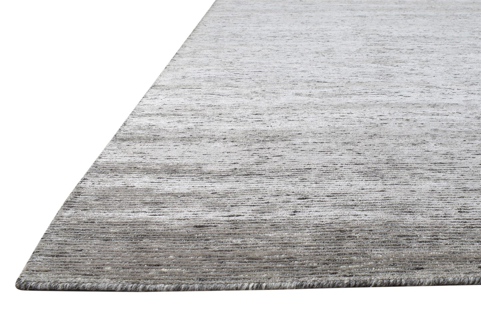 Wool / Silk Grey Rug 8X10 Modern Hand Knotted Scandinavian Solid Large Carpet 