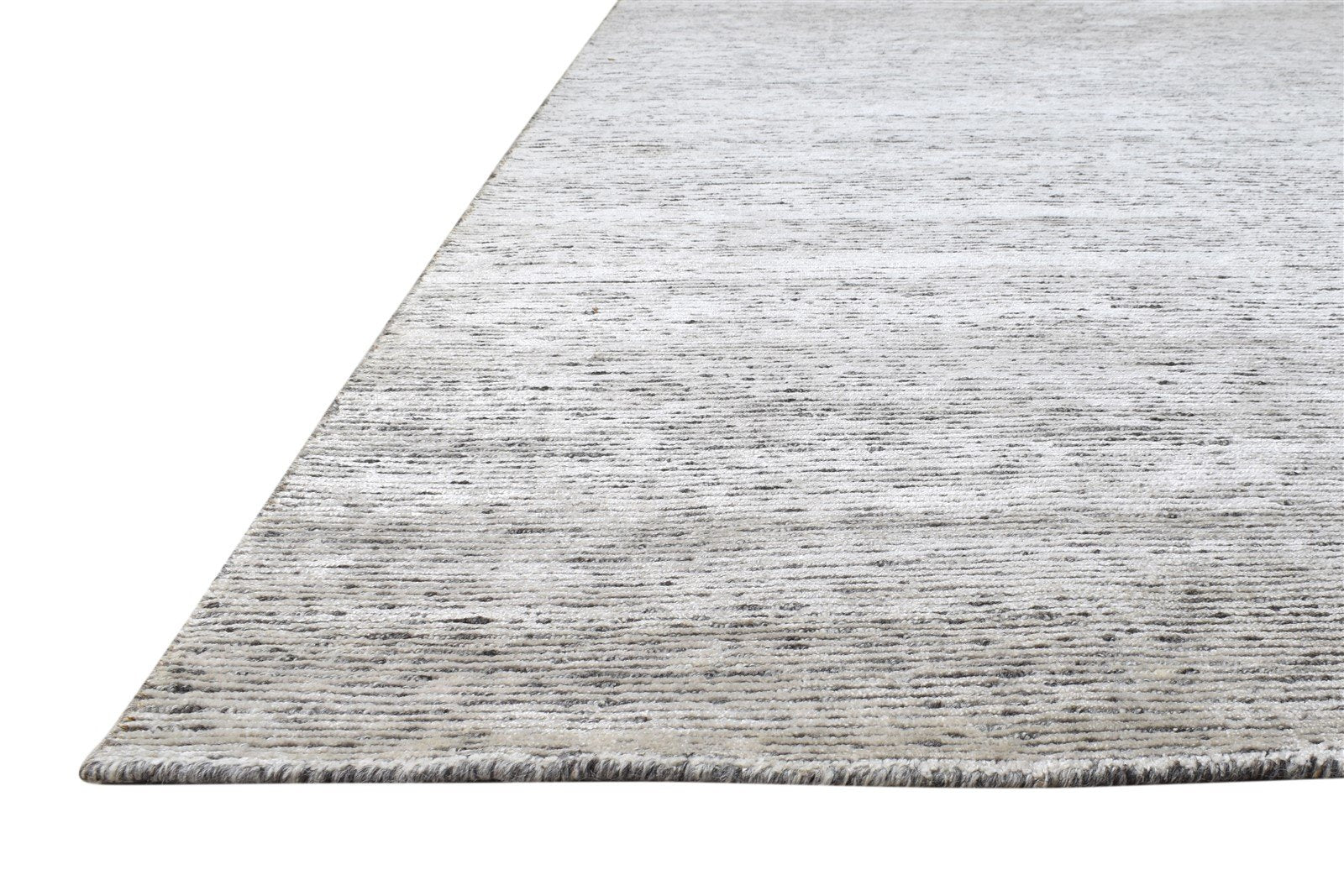 Hand Knotted Grey Wool / Silk Rug 9X12 Modern Scandinavian Solid Large Carpet 