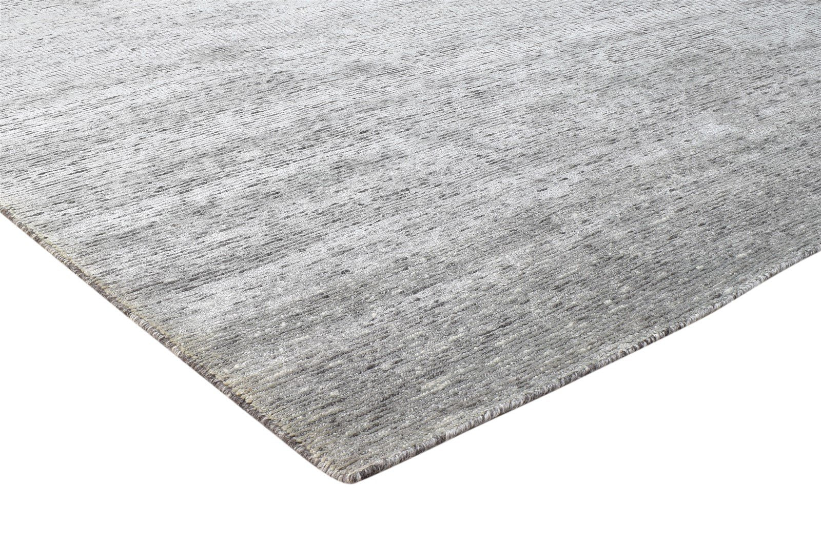 Grey Wool / Silk Rug 8X10 Modern Hand Knotted Scandinavian Solid Large Carpet 