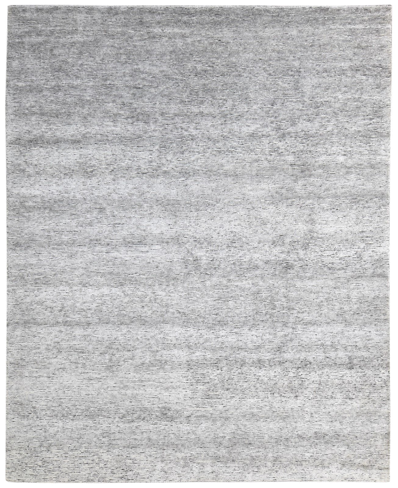 Grey Wool / Silk Rug 8X10 Modern Hand Knotted Scandinavian Solid Large Carpet 