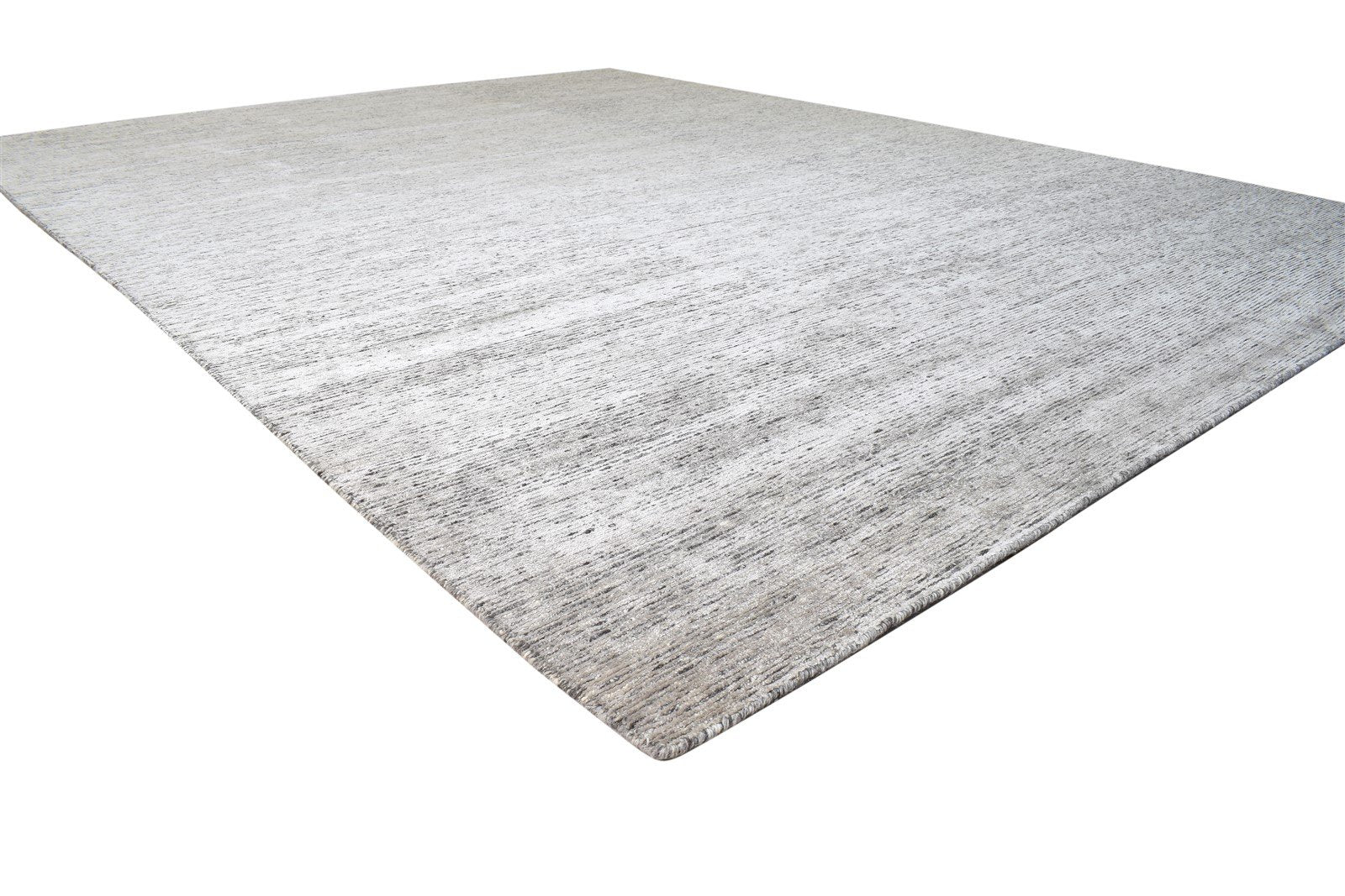 9X12 Rug Wool / Silk Grey Modern Hand Knotted Scandinavian Solid Large Carpet 