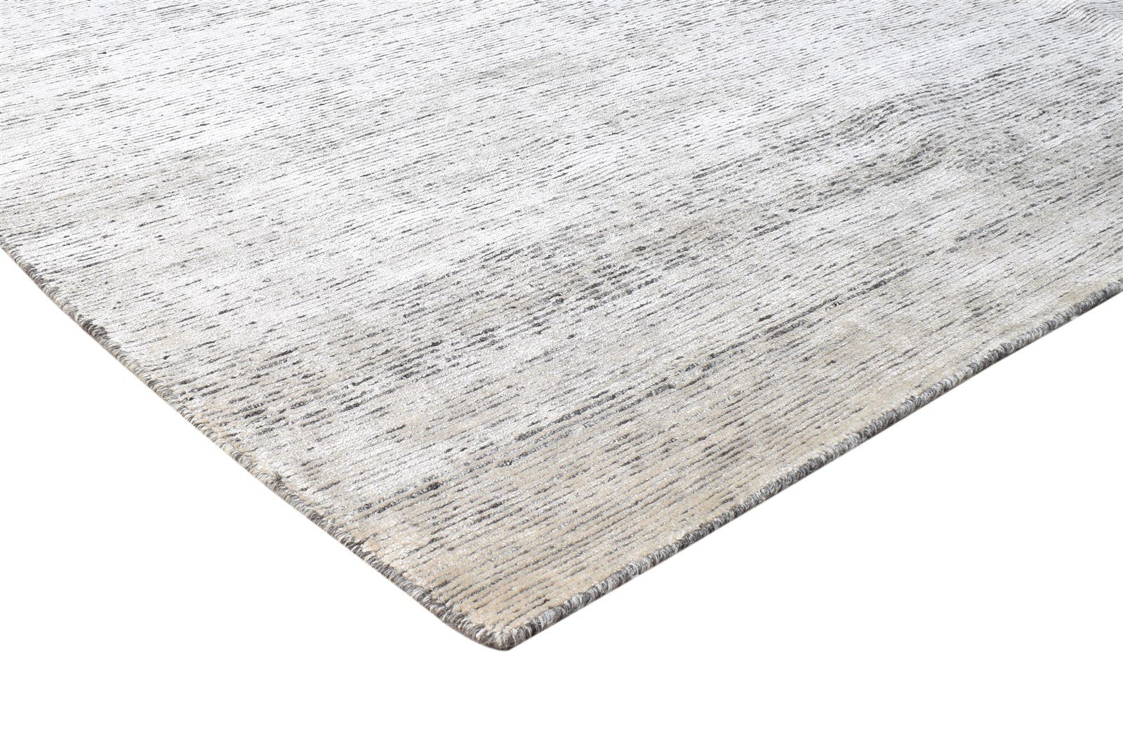 Hand Knotted Grey Wool / Silk Rug 8X9 Modern Scandinavian Solid Large Carpet 