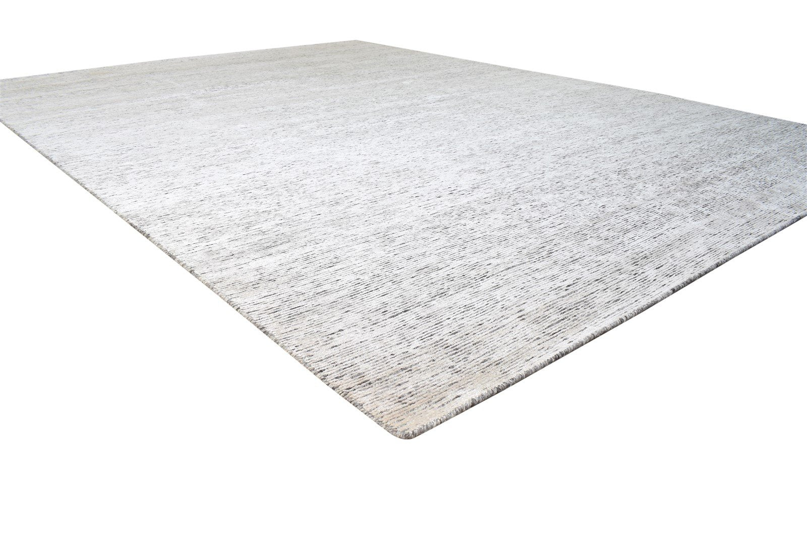 Wool / Silk Beige Rug 9X12 Modern Hand Knotted Scandinavian Solid Large Carpet 