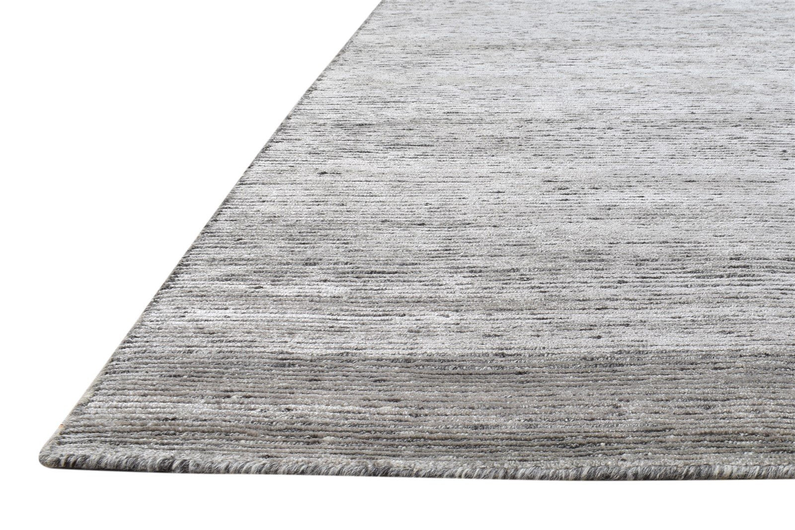 Hand Knotted Grey Wool / Silk Rug 8X10 Modern Scandinavian Solid Large Carpet 