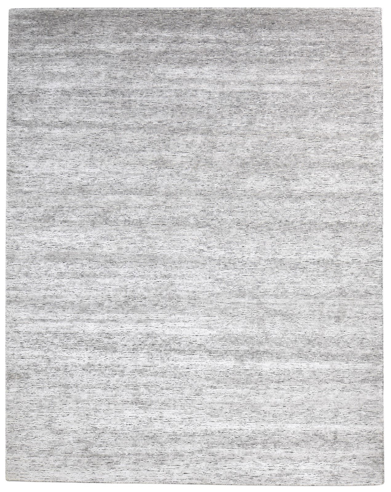 Hand Knotted Grey Wool / Silk Rug 8X10 Modern Scandinavian Solid Large Carpet 