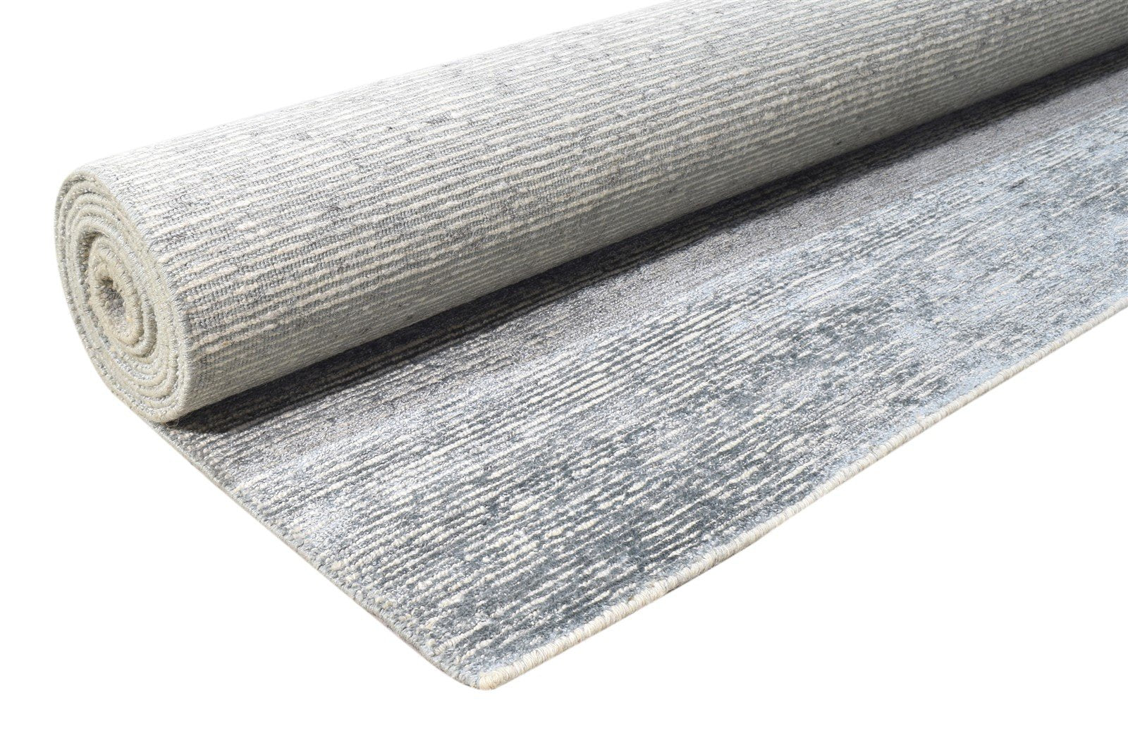 Grey Wool / Silk Rug 9X12 Modern Hand Knotted Scandinavian Solid Large Carpet 